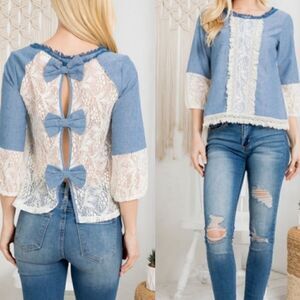Handmade Lace and Chambray Top
